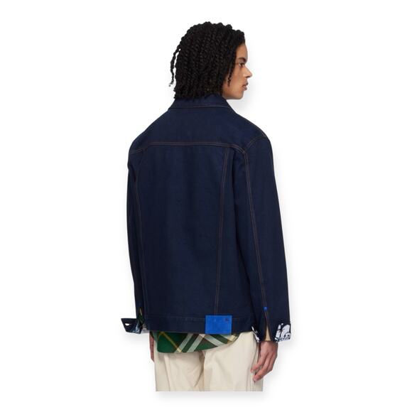 Mens London Navy Blue Denim Flocked Jacket XL $ 1790 Msrp - Picture 12 of 16